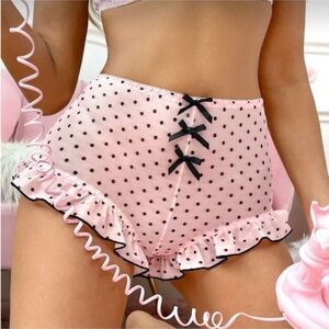 Pink Polka Dot High-Waisted Ruffle Panties